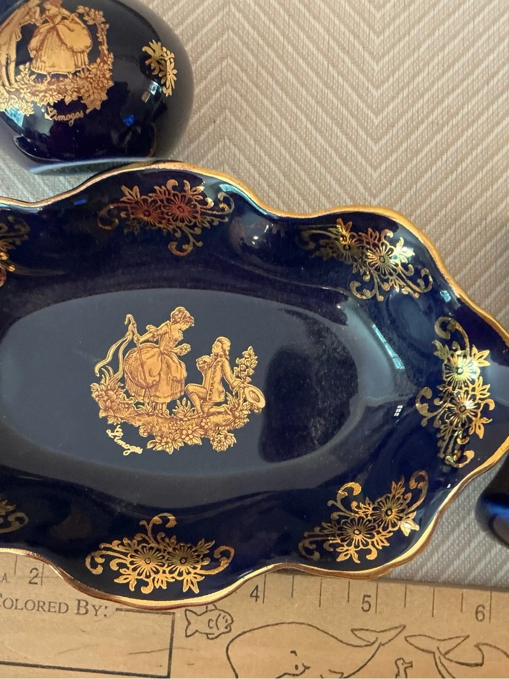 Limoges Imperia Cobalt Blue and Gold Porcelain Dish Set